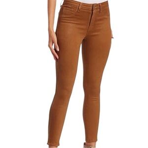 L’Agence | Marguerite Brown Wax Coated Skinny High Rise Pant Size 25 Java